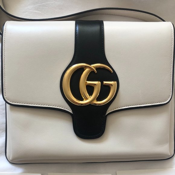 GUCCI | W&B Calf Leather Luxury Cross body Handbag | Arli Medium - Picture 6 of 13